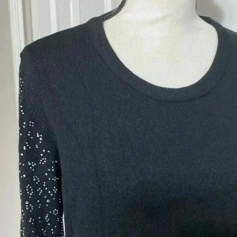 Premise Studio black knit sweater & bling sleeves top shirt